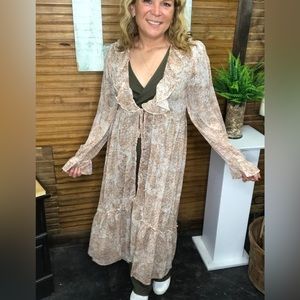 Tie Front Sheer Floral Cardigan